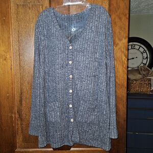 NWT Women’s XXL Dark Grey Button Down Cardigan Sweater Plus Size Soft Knit